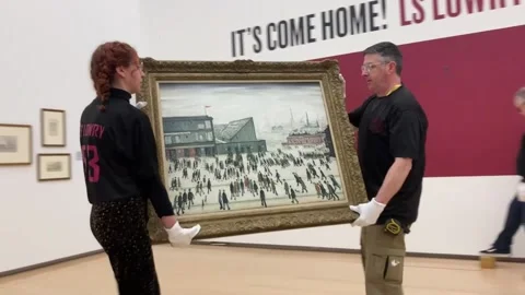 L.S. Lowry's 'Going to the Match' returns to The Lowry, Salford, Manchester, GB  Video stock 221999244