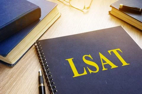 LSAT study guide on a table. 写真素材