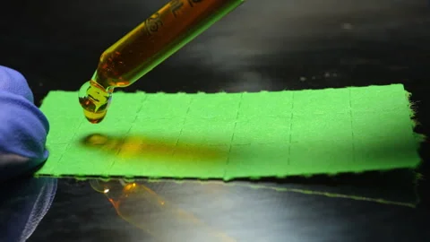 LSD blotter paper in lab setting as part of controlled psychedelic research.. Stock Footage 340415979