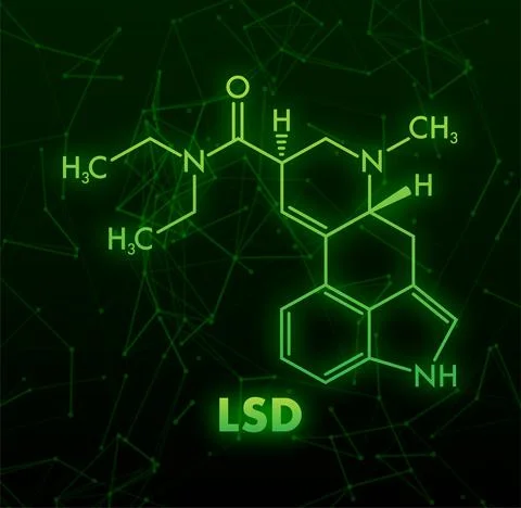 Lsd formula. LSD lysergic acid diethylamide drug formula Stock Illustration