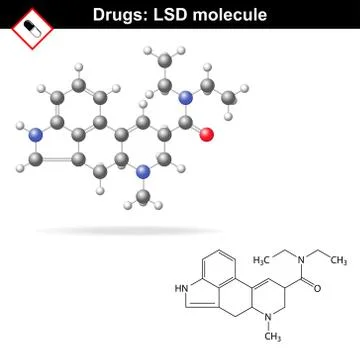 LSD molecule and 3d model Stock Illustration