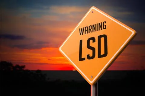 LSD on Warning Road Sign Stock Illustration