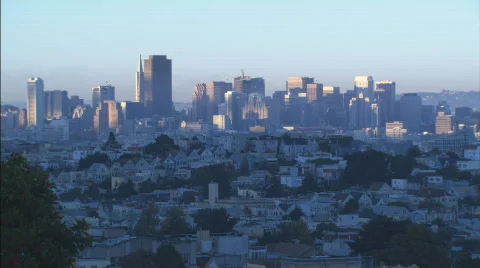 LSDowntownSF sunset Stock Footage 446030