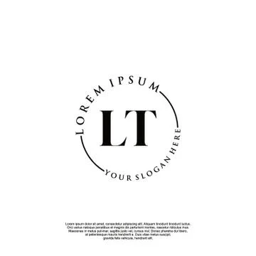 LT Initial handwriting logo design Stock Illustration