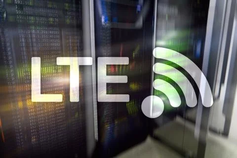 LTE, 5g wireless internet technology concept. Server Foto stock