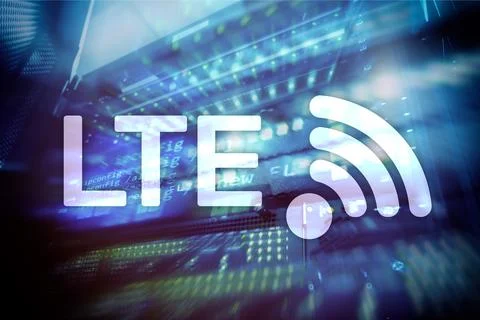 LTE, 5g wireless internet technology concept. Server room. Stock Photos