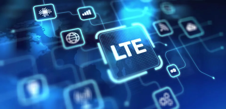 LTE Long-Term Evolution for High-Speed Mobile Connectivity, projection on a v Stock Illustration