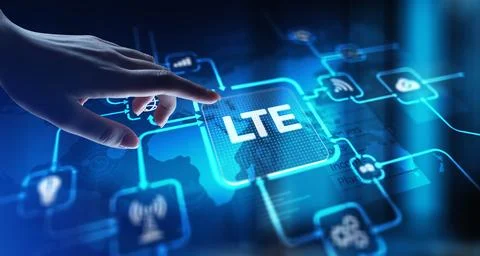 LTE Long-Term Evolution for High-Speed Mobile Connectivity, projection on a v Foto stock