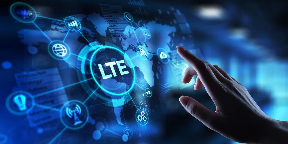 LTE Long-Term Evolution for High-Speed Mobile Connectivity, projection on a v Foto stock