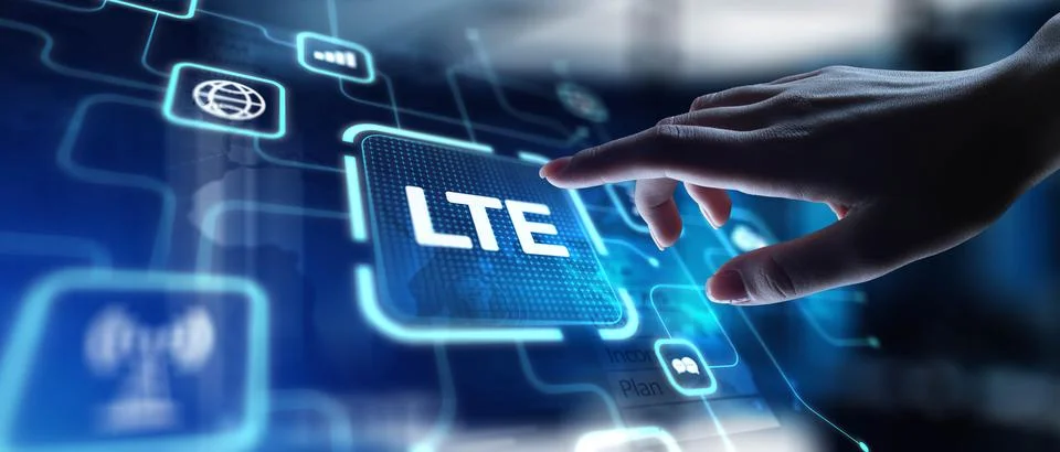 LTE Long-Term Evolution for High-Speed Mobile Connectivity, projection on a v Foto stock