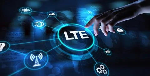 LTE Long-Term Evolution for High-Speed Mobile Connectivity, projection on a v Stockfoto's