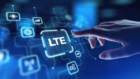 LTE Long-Term Evolution for High-Speed Mobile Connectivity, projection on a v Stock Photos