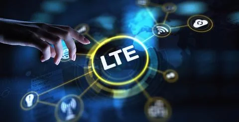LTE Long-Term Evolution for High-Speed Mobile Connectivity, projection on a v Stock Photos