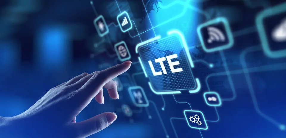 LTE Long-Term Evolution for High-Speed Mobile Connectivity, projection on a v Stock Photos