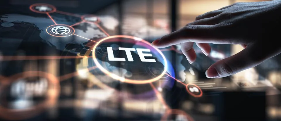 LTE Long-Term Evolution for High-Speed Mobile Connectivity, projection on a v Stock Photos