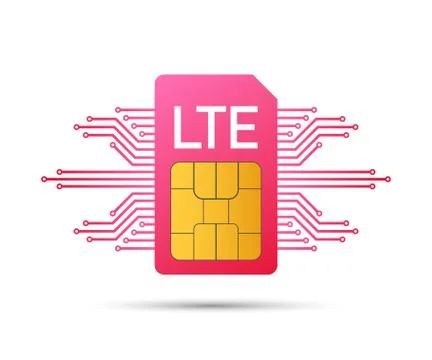 LTE Sim Card. Mobile telecommunications technology symbol. Vector illustratio Stock Illustration
