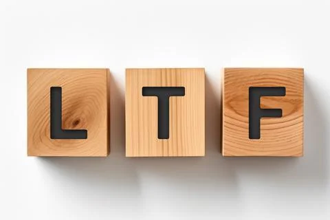LTF or Long Term Equity Fund word on wooden cube on  white board background.. Stock Illustration