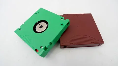 LTO tape of different capacities for data recording - Stock Photos