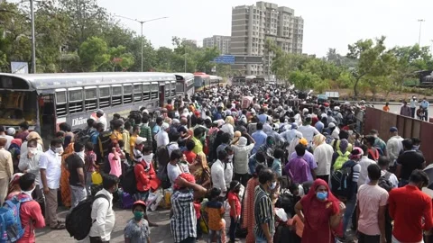 LTT-Migrant Workers-Lockdown-Covid 19 Pandemic Stock Footage 131413135