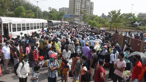 LTT-Migrant Workers-Lockdown-Covid 19 Pandemic Stock Footage 131415094