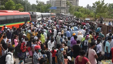 LTT-Migrant Workers-Lockdown-Covid 19 Pandemic Stock Footage 131415527