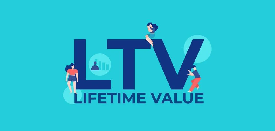LTV lifetime value. Client base protection and successful financial income Stock Illustration