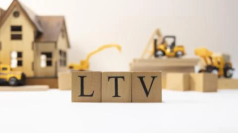 LTV loan to value was created from wooden cubes. Finance and Banking. Stock Photos