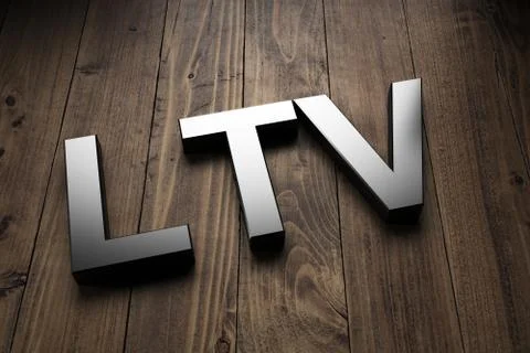 LTV or loan-to-value 3d sign on wood Stock Photos