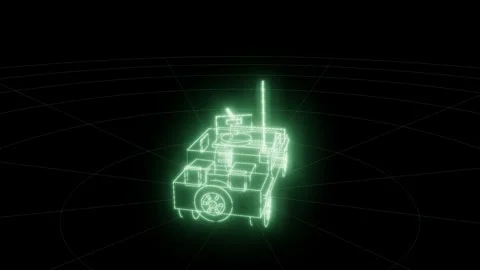 Ltv phosphor wireframe technical drawing turntable 3D animation seamless loop Stock Footage 342239881