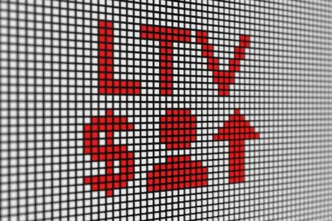 LTV text scoreboard blurred background 3d illustration Stock Illustration