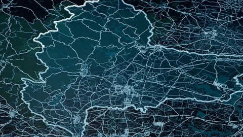 Lu an China Glowing Digital Map Animation 4K Stock Footage 337791707