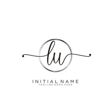 LU Initial handwriting logo with circle template vector Stock Illustration