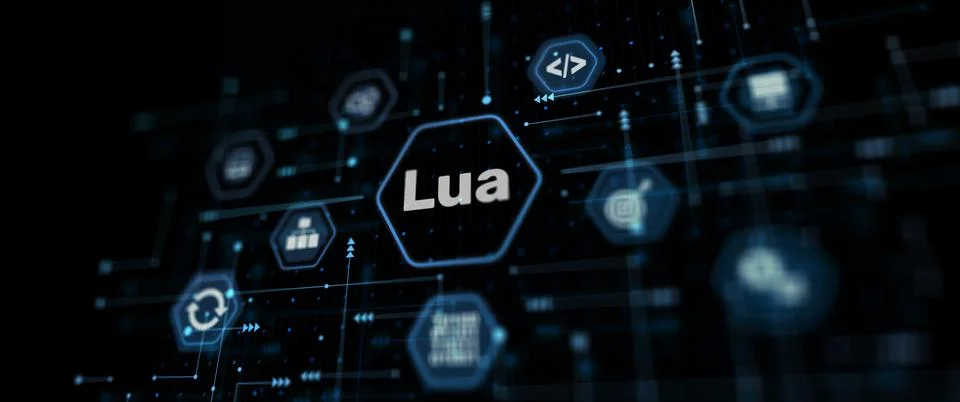 Lua Programming Language. Scripting programming language. Abstract background Stock Illustration