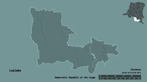 Lualaba, province of Democratic Republic of the Congo, zoomed. Administrative Stock Illustration