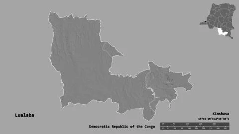 Lualaba, province of Democratic Republic of the Congo, zoomed. Bilevel Stock Illustration