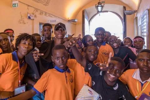 Luanda, Angola, 15/06/2018: African children in Fortaleza de Sao Miguel. Stock Photos