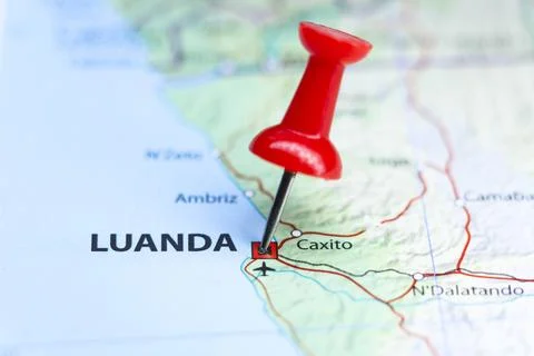 Luanda, Angola pin on map Stock Photos