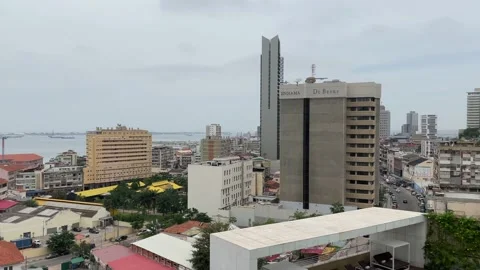 Luanda city center panoramic view from above 스톡 동영상 153345341