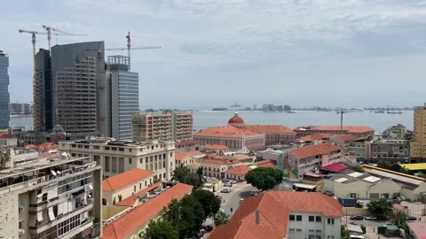 Luanda city center panoramic view from above Stock Footage 153347423