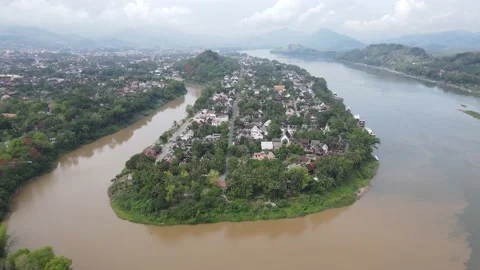 Luang Prabang peninsula Stock Footage 211601610