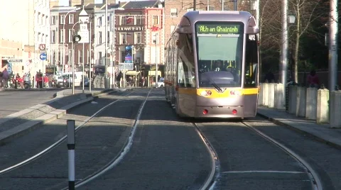 Luas Trams at St. Stephen's Green, Dublin Stock Footage 396999