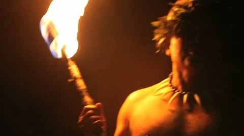 Luau Fire Eater Stock Footage 12326655