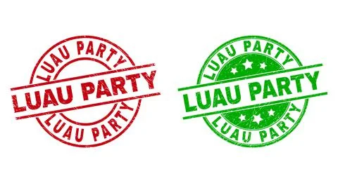 LUAU PARTY Round Stamps with Corroded Texture Stock Illustration