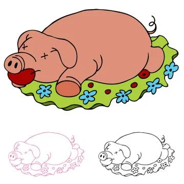 Luau roasted pig Stock Illustration