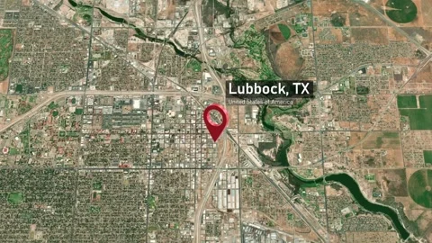 Lubbock City Map Zoom (TX, USA) from Space to Earth Video stock 295803655