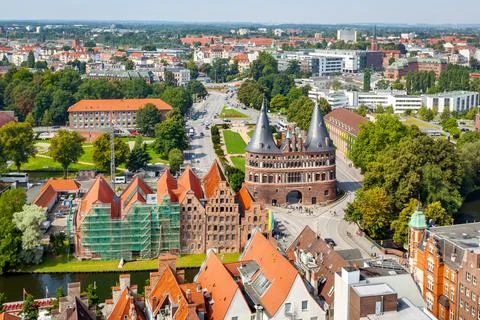Lubeck city with the Holsten Gate Foto stock