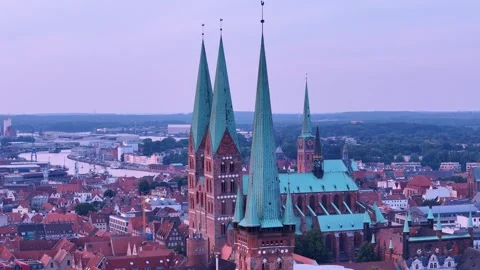 Lübeck, Germany in Summer Flyover Stock Footage 284288399
