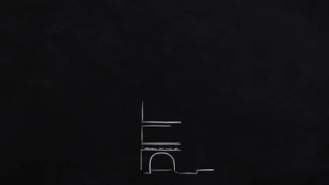 Lubeck Holsten gate - self-drawing lines on blackboard Stock Footage 109344689