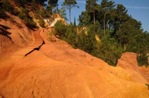Lubéron, the Ochre Footpath in Roussillon Stock Photos