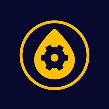 Lubricant, oil drop vector icon on dark Stock Illustration